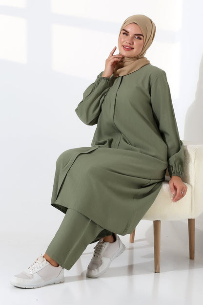 Women's Hajj and Umrah Attire, Two-Piece Hijab Set - Green - ihvan