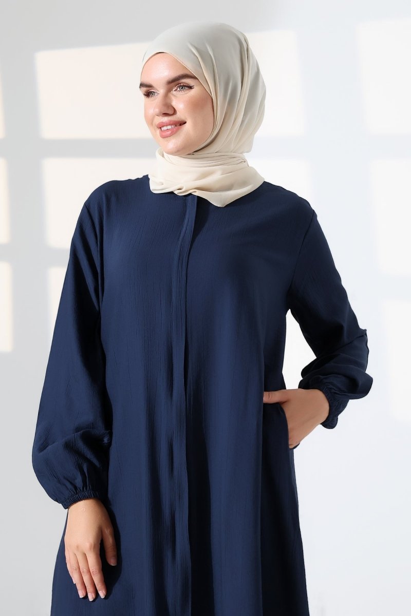 Women's Hajj and Umrah Attire, Two-Piece Hijab Set - Navy Blue - ihvan