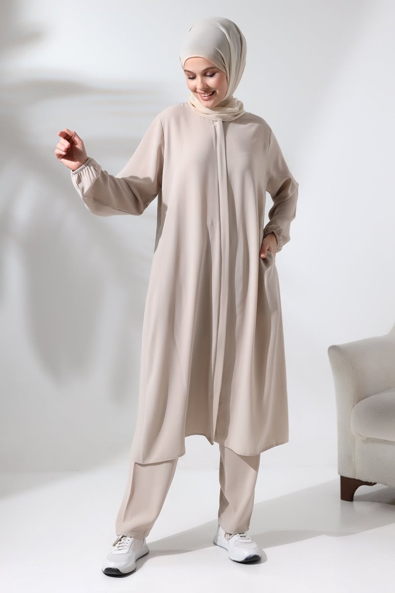 Women's Hajj and Umrah Hijab Two-Piece Set, Cream - ihvan