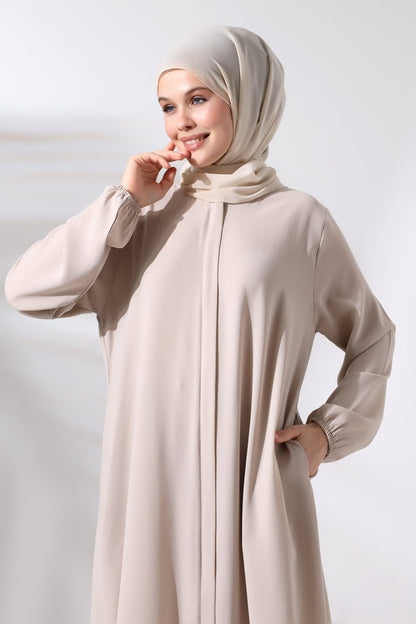 Women's Hajj and Umrah Hijab Two-Piece Set, Cream - ihvan