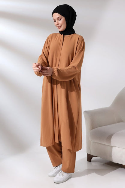 Women's Hajj and Umrah Outfit, Afghan Two-Piece Set, Salmon - ihvan