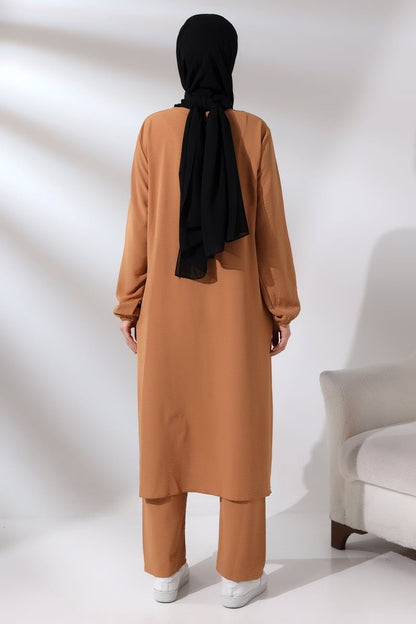 Women's Hajj and Umrah Outfit, Afghan Two-Piece Set, Salmon - ihvan
