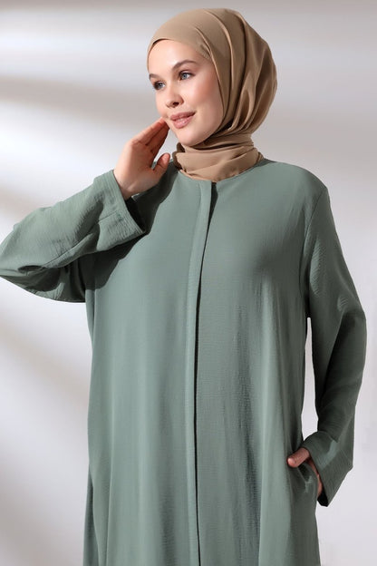 Women's Mint Aerobin Concealed Zipper Hajj & Umrah Outfit Modest Abaya - ihvan