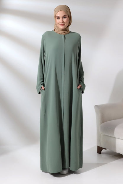 Women's Mint Aerobin Concealed Zipper Hajj & Umrah Outfit Modest Abaya - ihvan