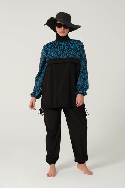 Women's Plus Size Full Coverage Hijab Swimsuit (Lycra) 2522 - 25 Black - ihvan