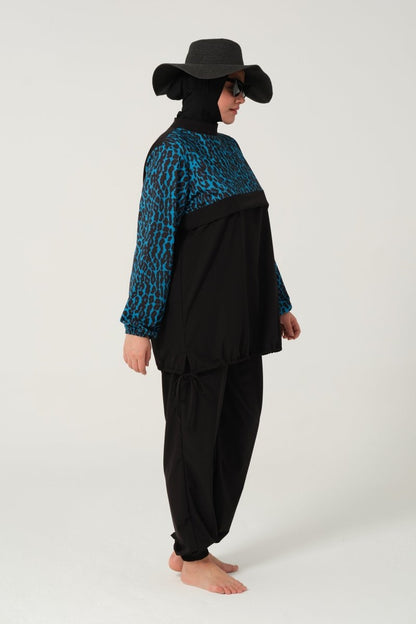 Women's Plus Size Full Coverage Hijab Swimsuit (Lycra) 2522 - 25 Black - ihvan