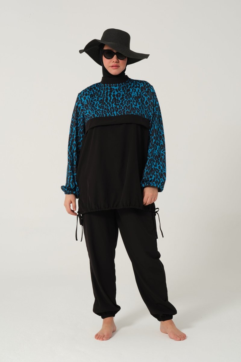 Women's Plus Size Full Coverage Hijab Swimsuit (Lycra) 2522 - 25 Black - ihvan