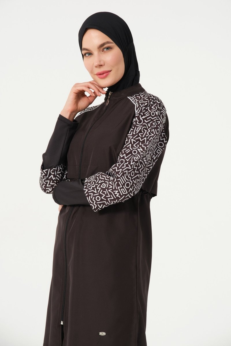 Women's Plus Size Sleeveless Quick - Drying Full Coverage Hijab Swimsuit 22165 - 25 Black - ihvan
