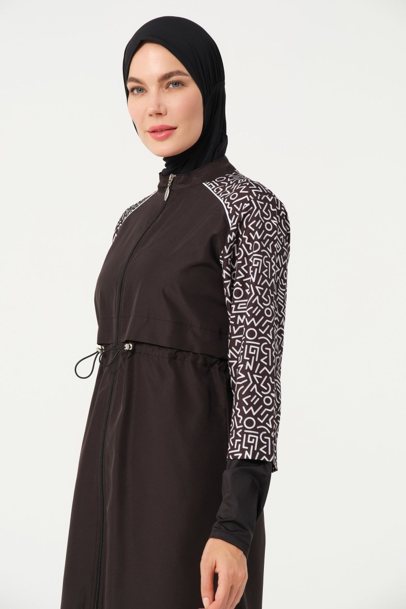 Women's Plus Size Sleeveless Quick - Drying Full Coverage Hijab Swimsuit 22165 - 25 Black - ihvan