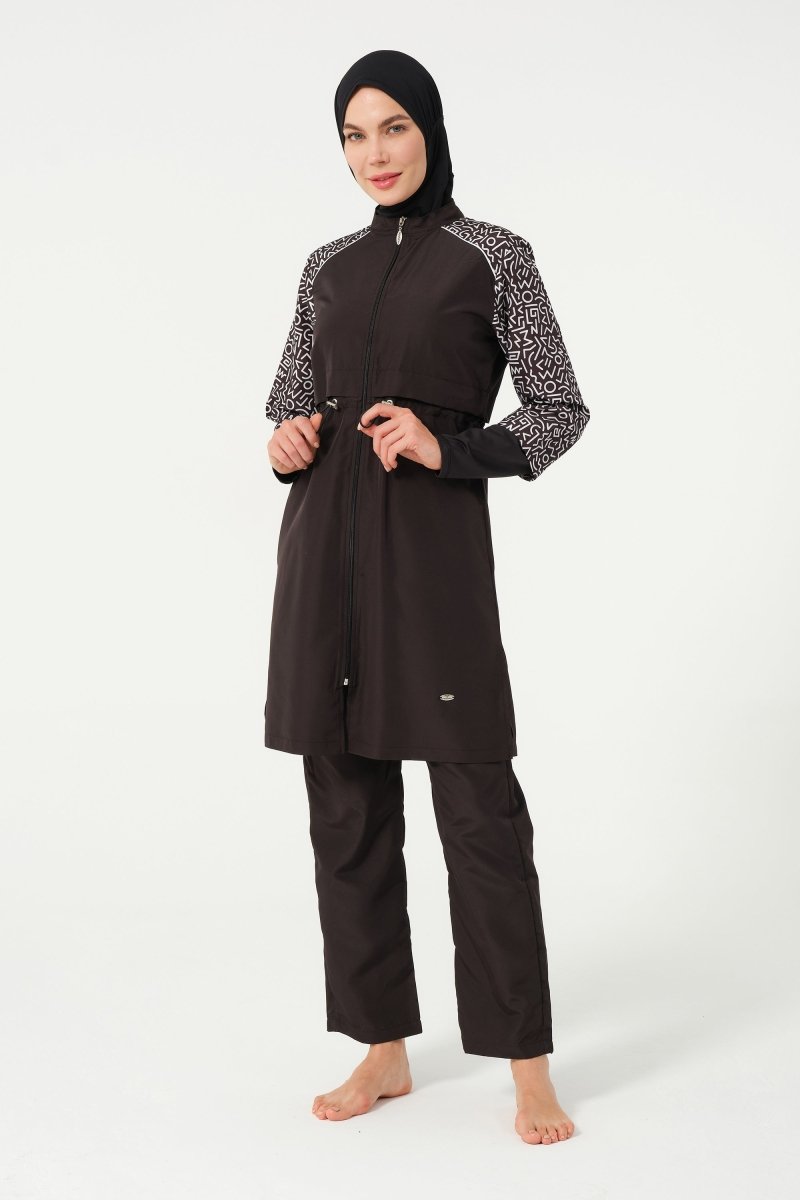 Women's Plus Size Sleeveless Quick - Drying Full Coverage Hijab Swimsuit 22165 - 25 Black - ihvan