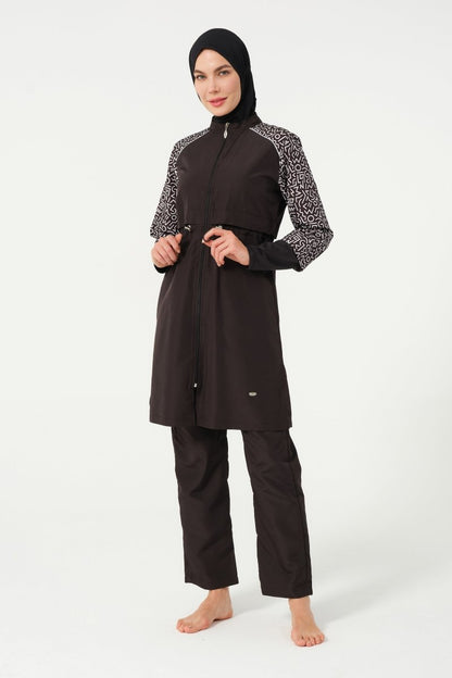 Women's Quick - Drying Full Coverage Hijab Swimsuit 22165 - 25 Black - ihvan