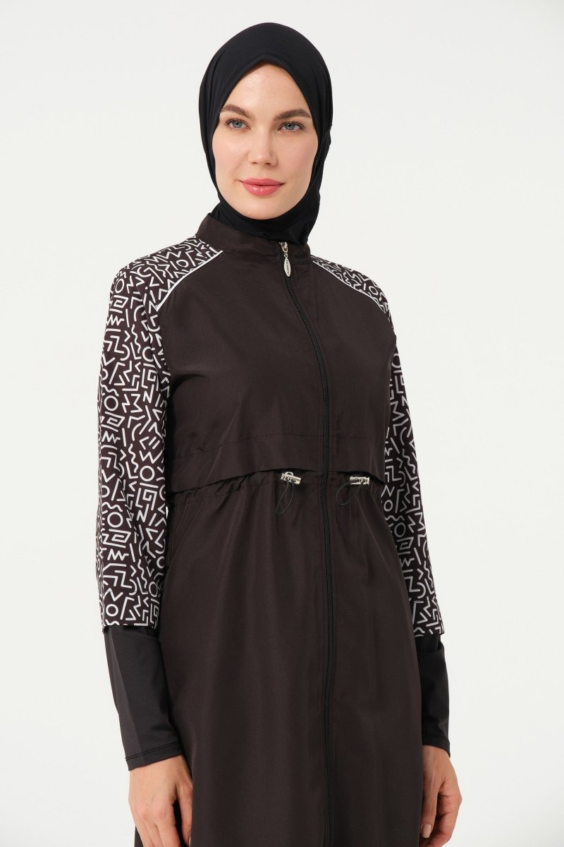 Women's Quick - Drying Full Coverage Hijab Swimsuit 22165 - 25 Black - ihvan