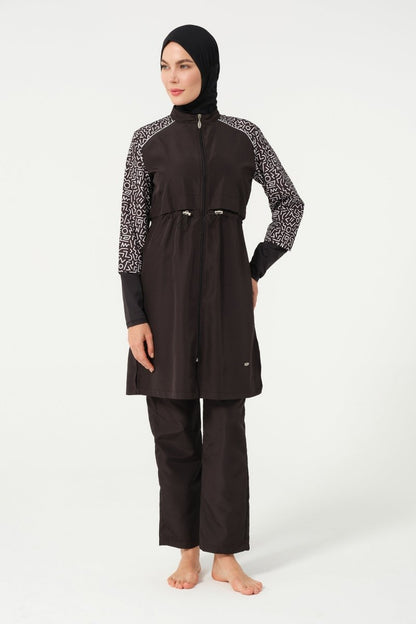 Women's Quick - Drying Full Coverage Hijab Swimsuit 22165 - 25 Black - ihvan