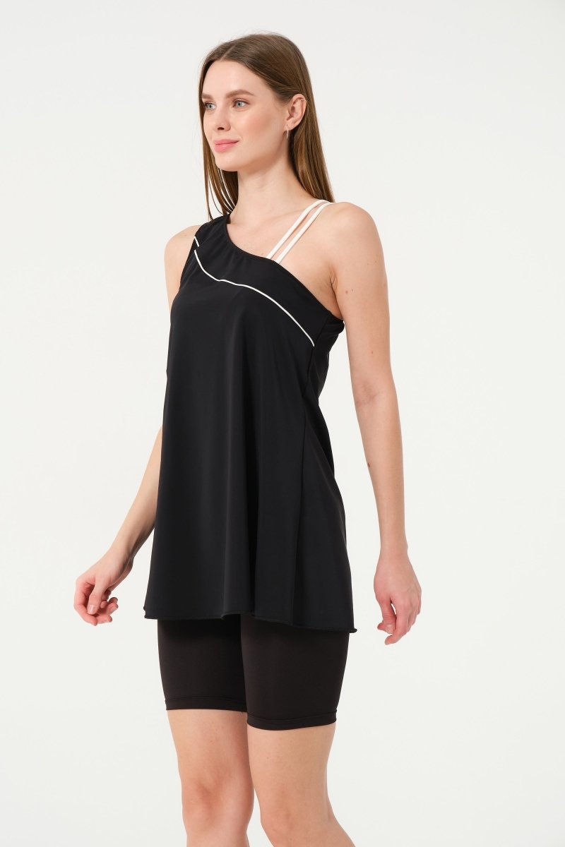 Women's Strappy Lycra Pool Swimsuit 24158-25 Black - ihvan